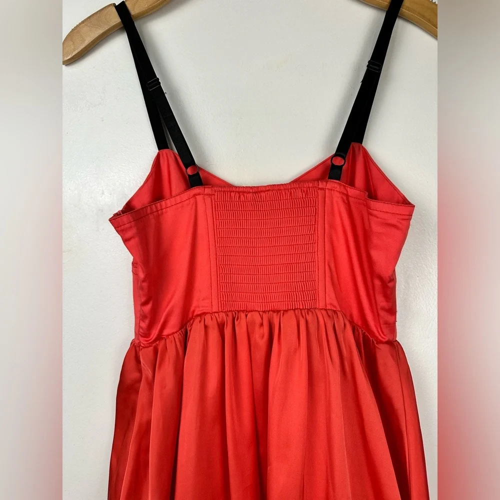 GO International Coral Babydoll Dress Sz 3 Tiered Hem Adjustable Straps Side Zip - Picture 3 of 10